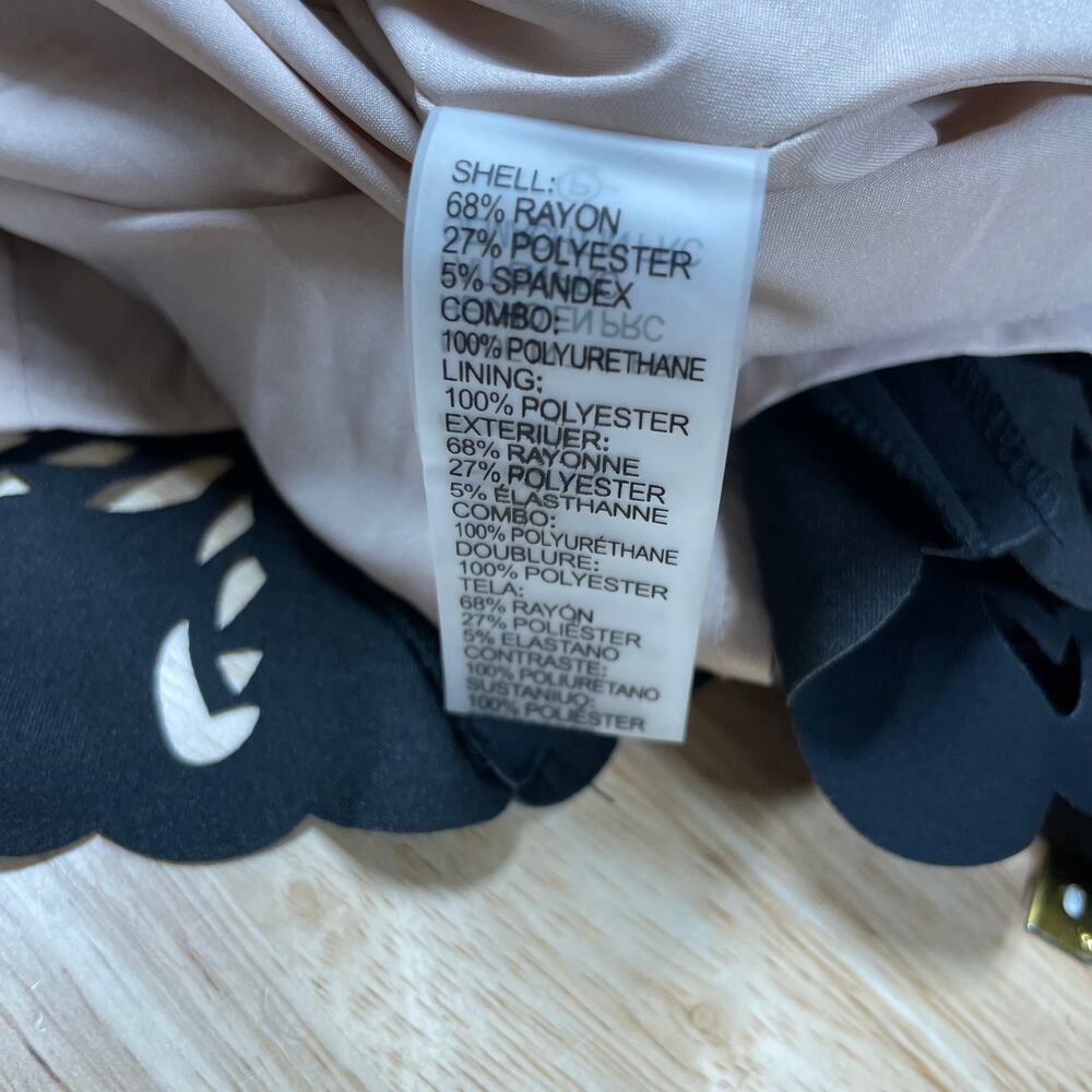 Shani NWT Laser Cut Ponte Fit & Flare Black Nude Dress Size 4 Floral Half Sleeve - Picture 9 of 10